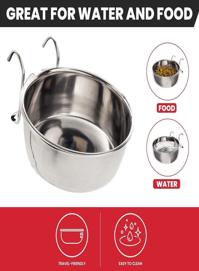 RoverPets Stainless Steel Coop Cup with Wire Hooks - Durable, Chew-Resistant Food/Water Bowl for Cages & Crates, Easy Install & Removable, for Cats, Dogs, Birds & Reptiles 250ML - 2PCS - Image 4
